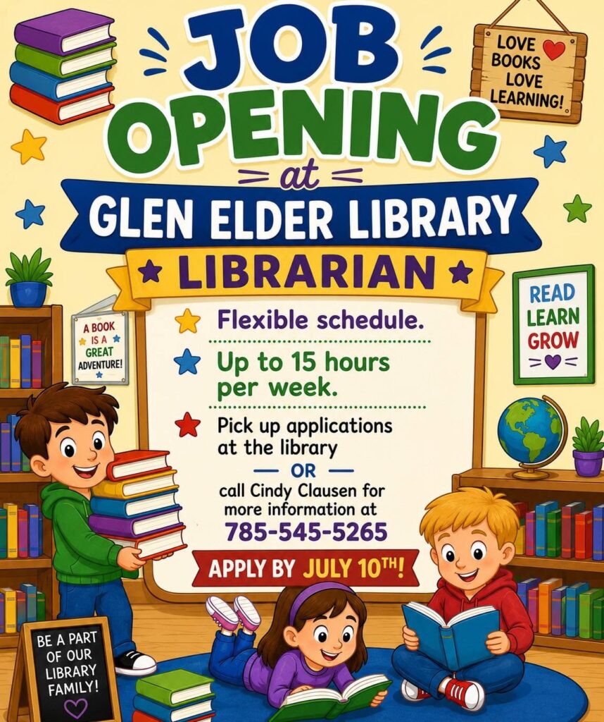 Now hiring at Glen Elder Library