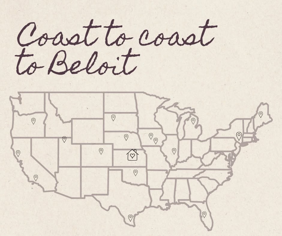 A map of the US with points of locations